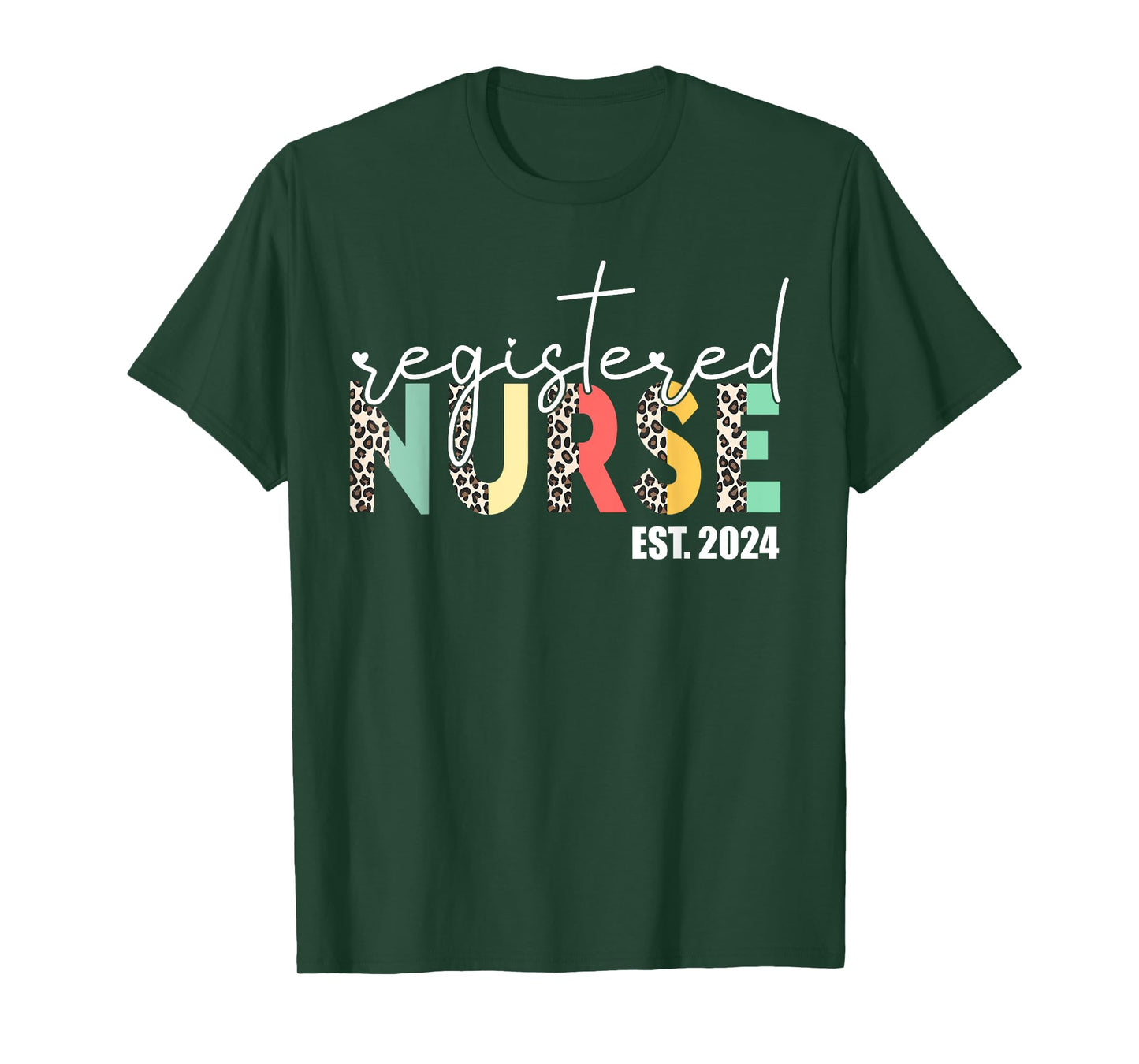 Registered Nurse Est 2024 Gift For Student Nurse RN Leopard T-Shirt