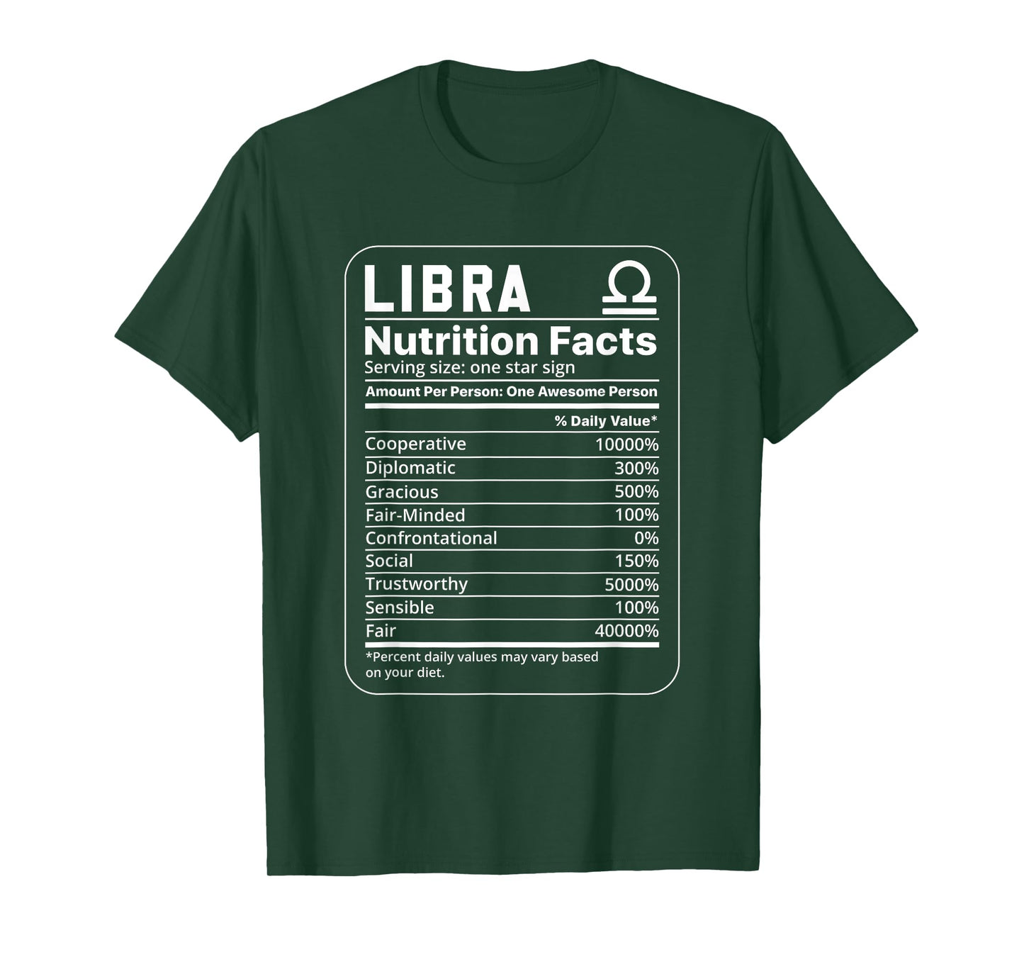 Funny Libra Nutrition Facts T-Shirt