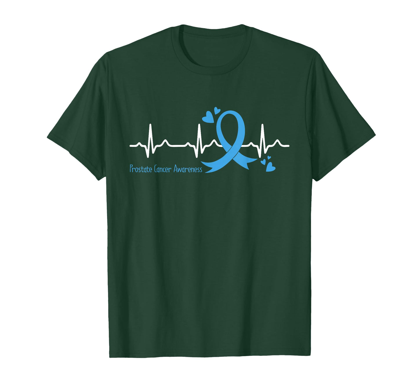 Heartbeat Light Blue Ribbon Prostate Cancer Awareness T-Shirt