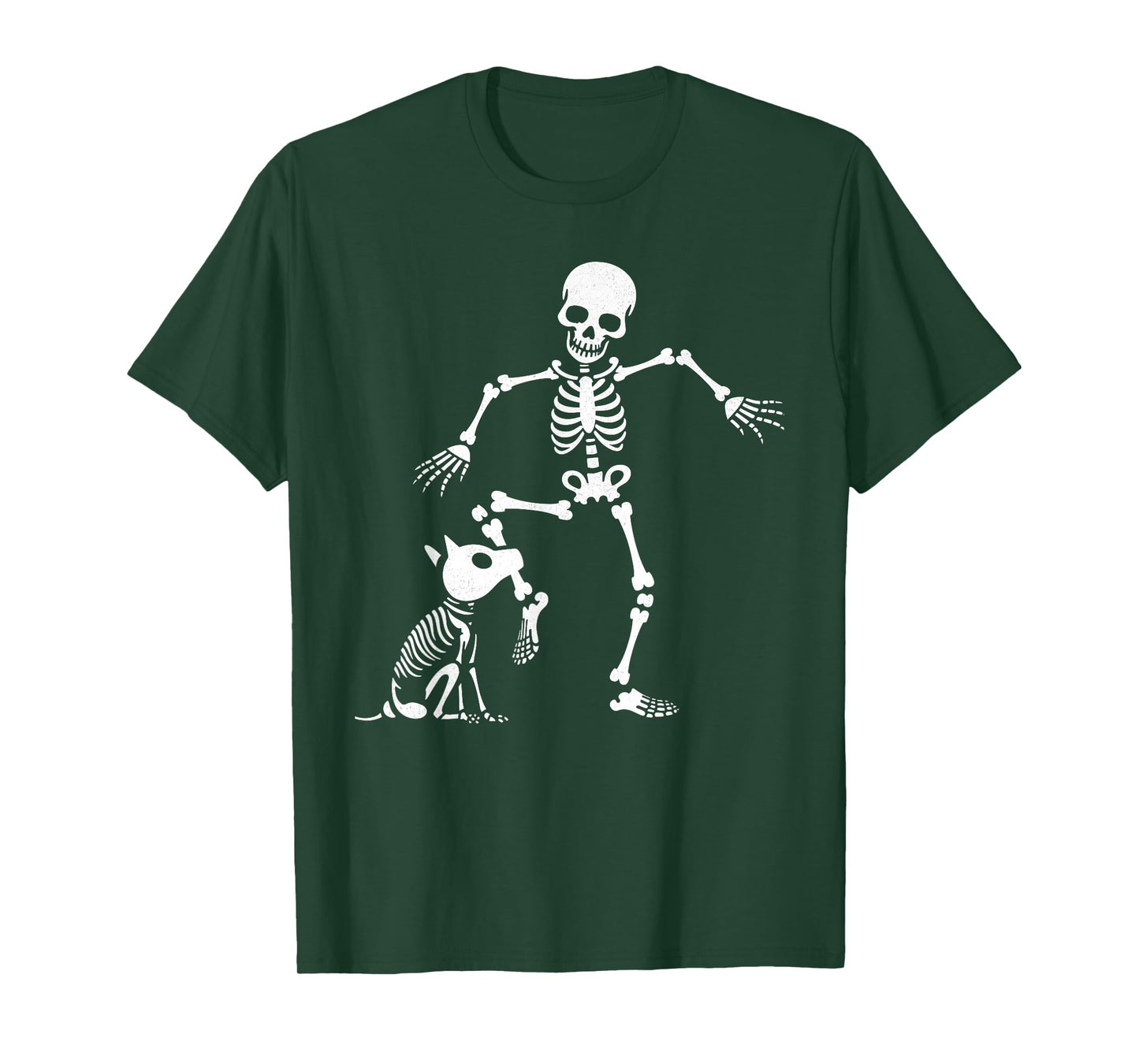 Skeleton and Dog Halloween Costume Funny Dog Skull Spooky T-Shirt