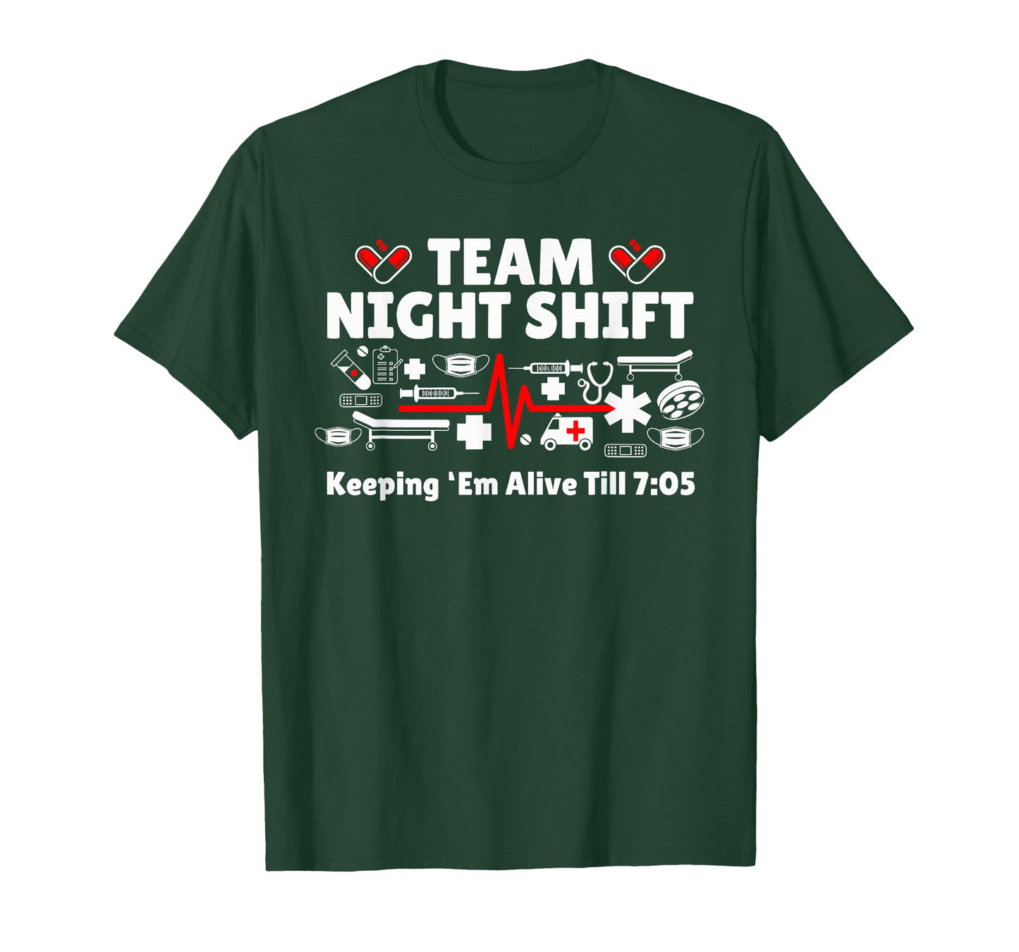 Night Shift Nurse Life RN LPN CNA Healthcare Heartbeat Love T-Shirt