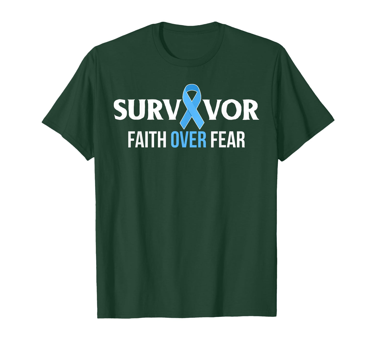 Prostate Cancer Awareness Survivor Gift Light blue Ribbon T-Shirt