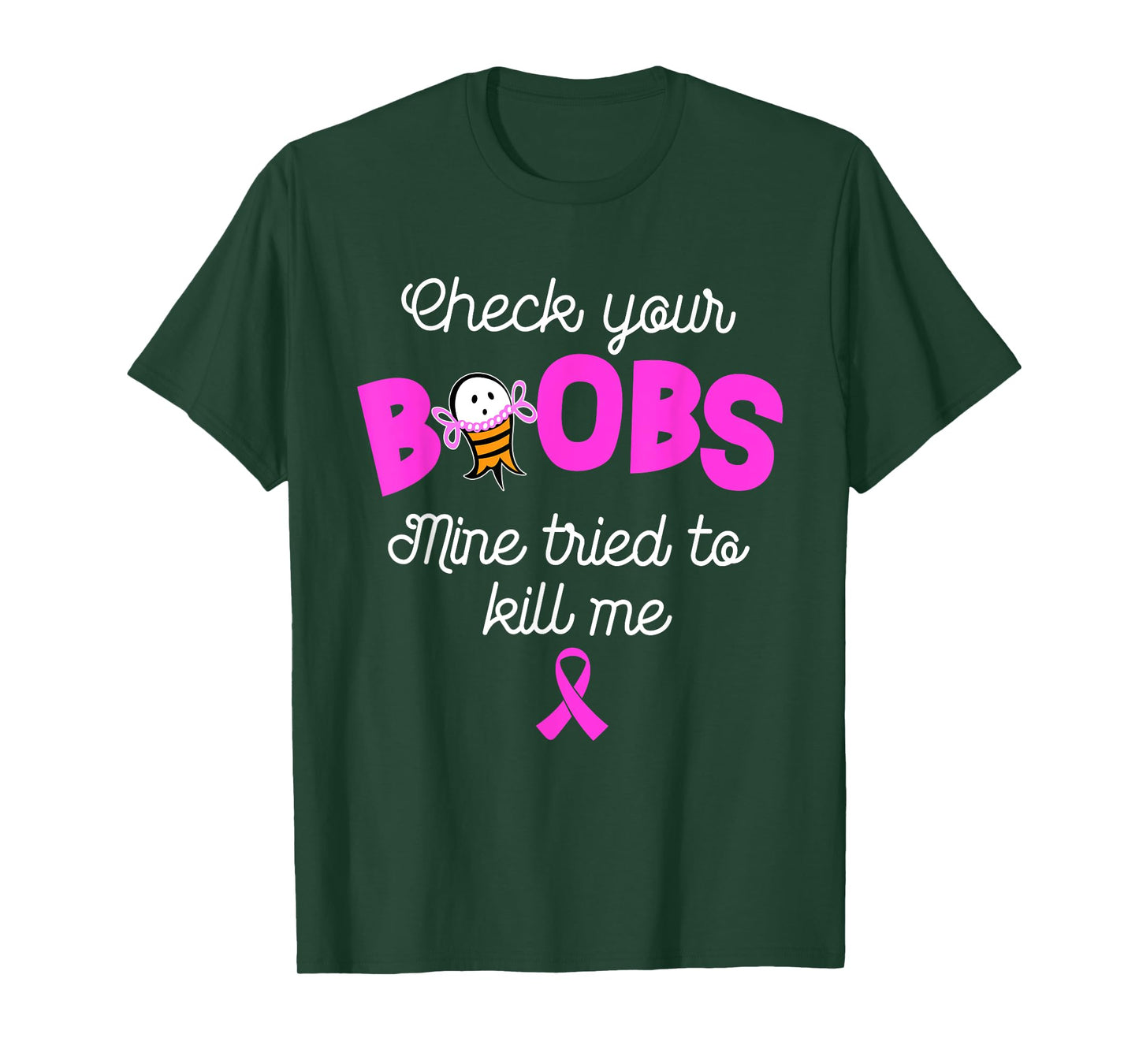 Check your boobs mine tried to kill me, breast cancer T-Shirt