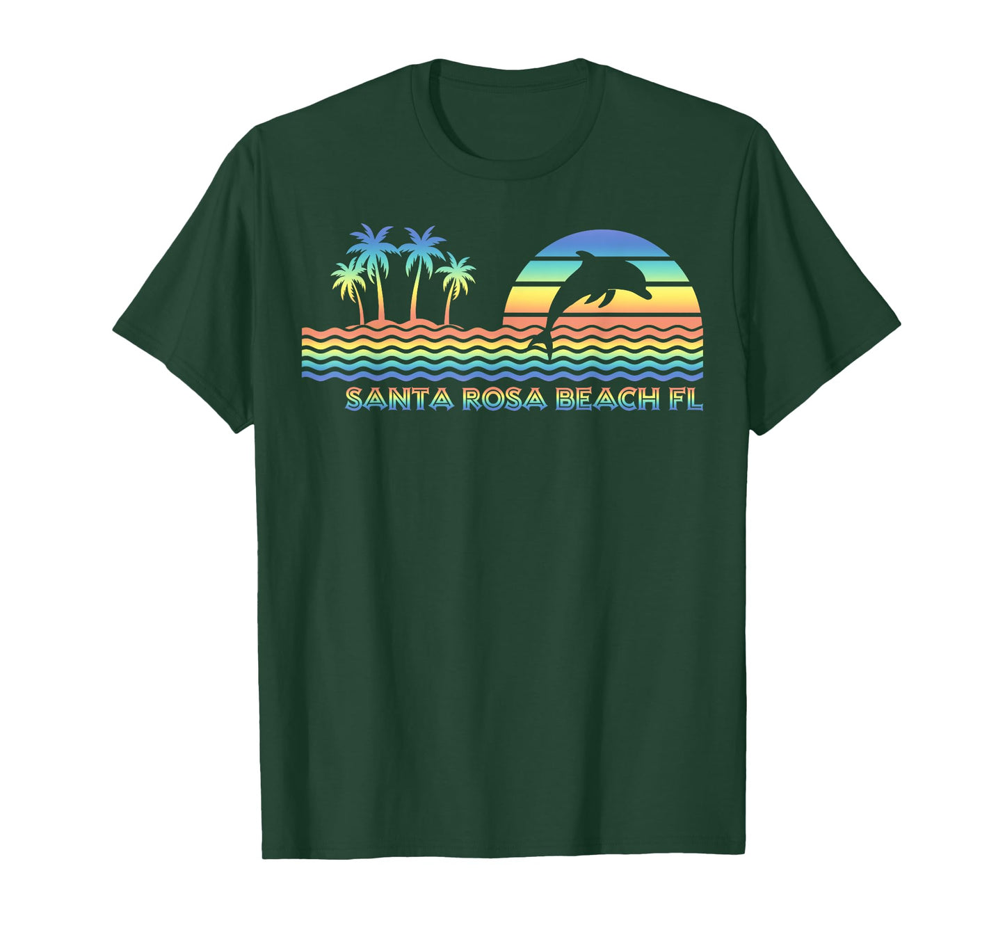 Vintage Santa Rosa Beach FL Retro Dolphin Lover Souvenir T-Shirt