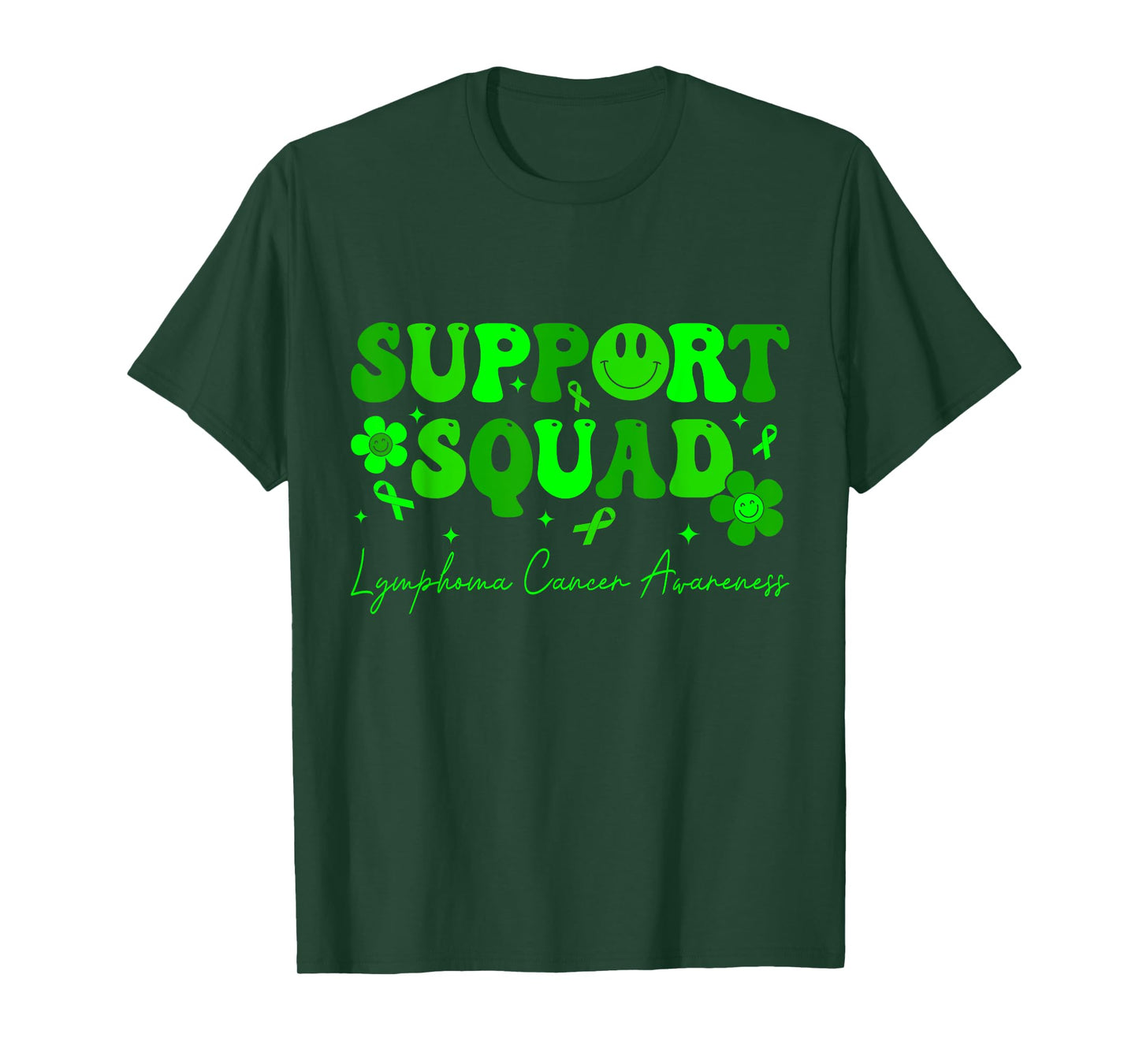 Support Squad Lymphoma Cancer Awareness Lime Green Ribbon T-Shirt