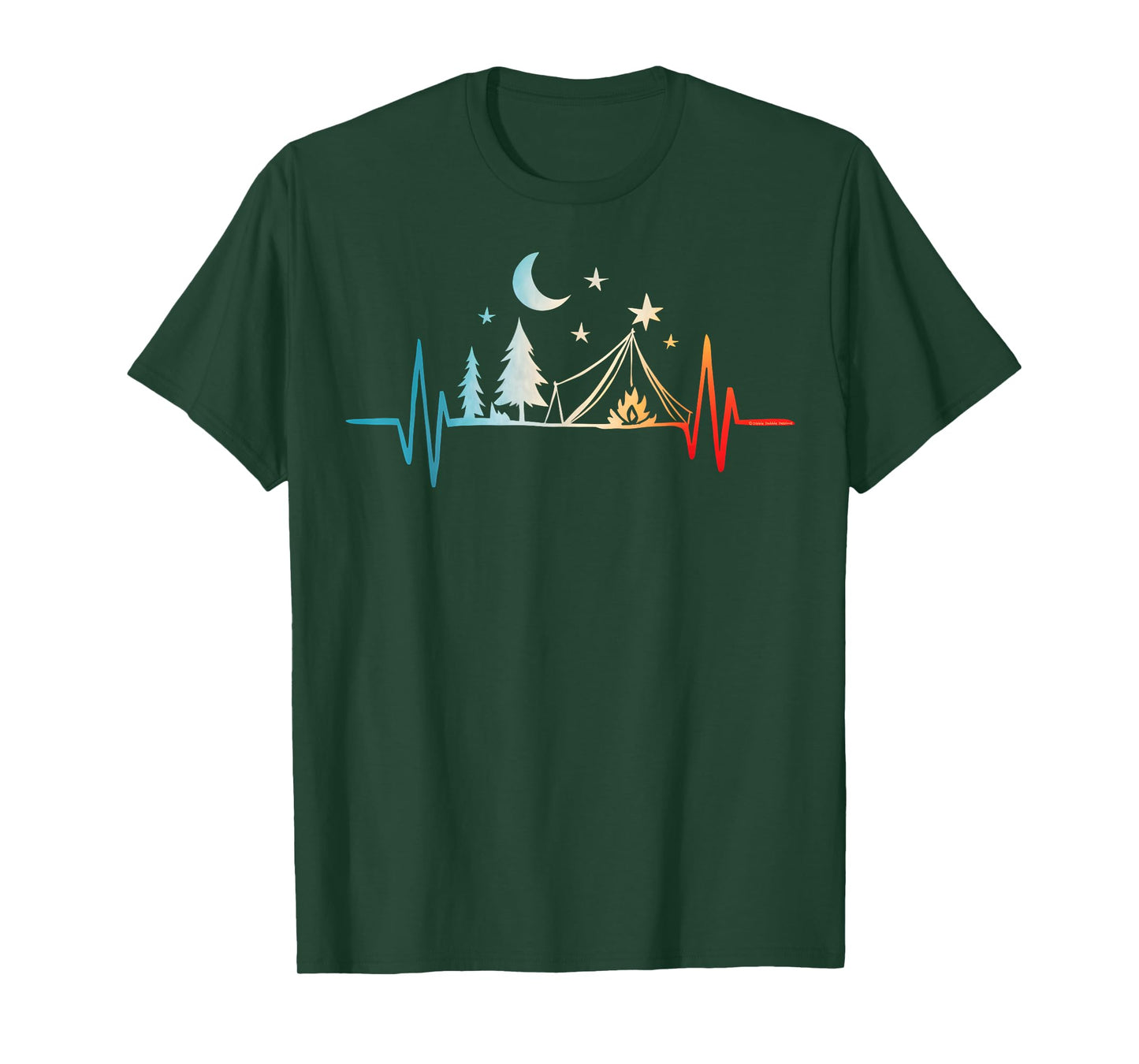 Forest Mountains Nature Heartbeat Outdoor Hiking Camping T-Shirt