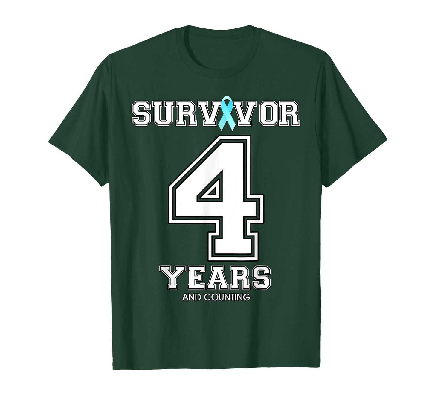 4 Years Ovarian Cancer Survivor Teal Ribbon Gift For Women T-Shirt