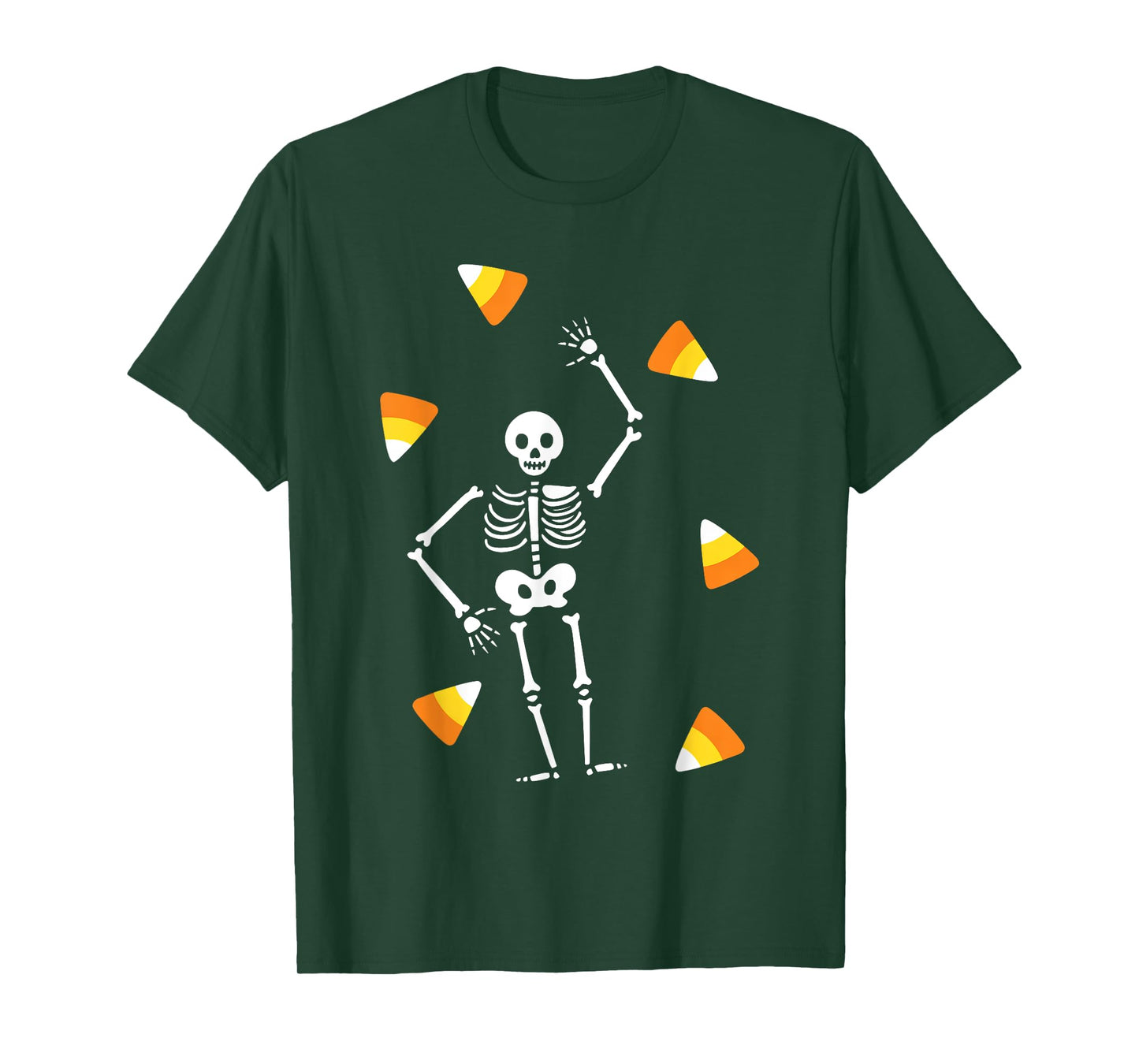 Funny Spooky Skeleton Dancin with Candy Corn Happy Halloween T-Shirt
