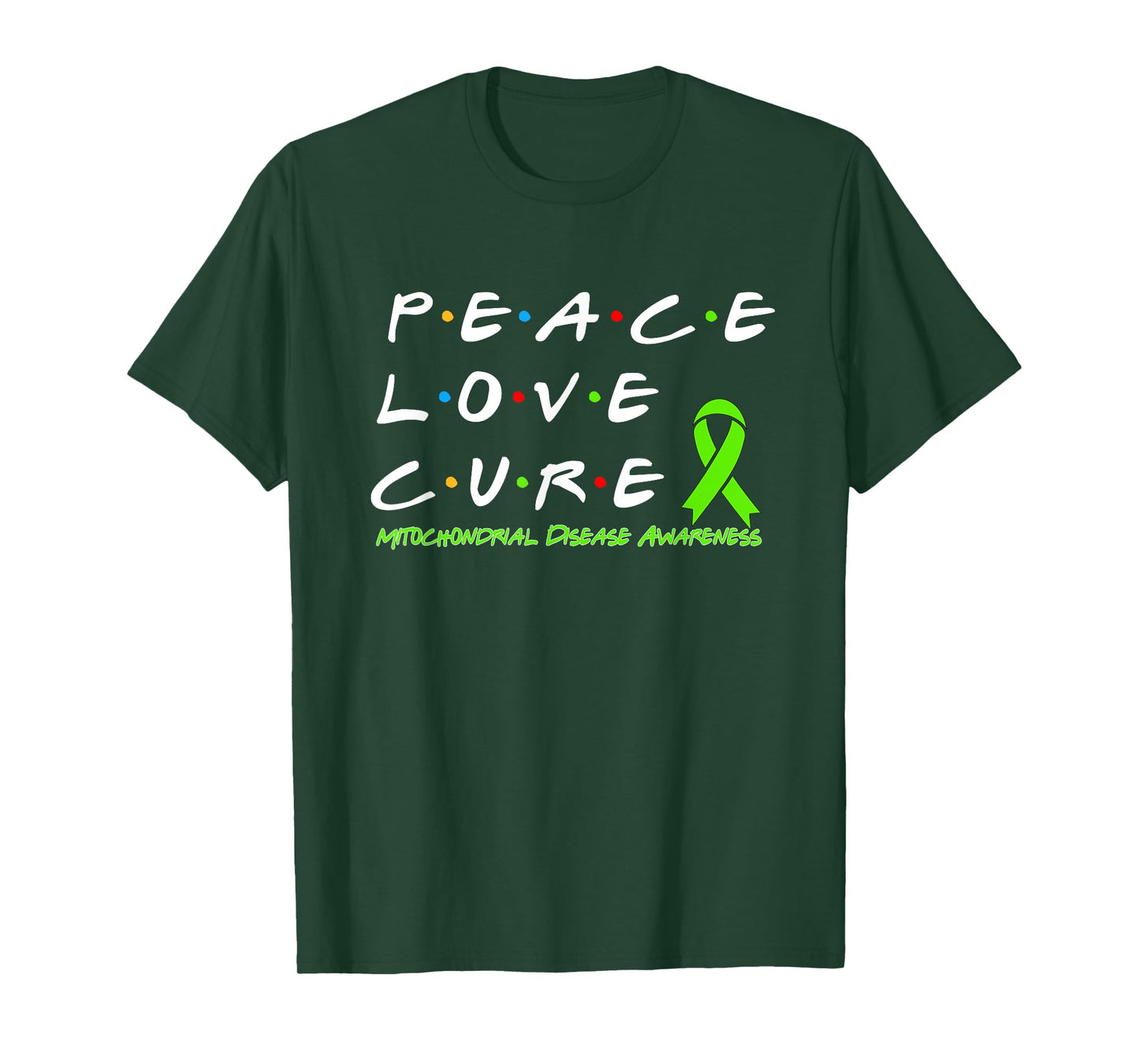 Mitochondrial Disease Awareness Peace Love Cure T-Shirt