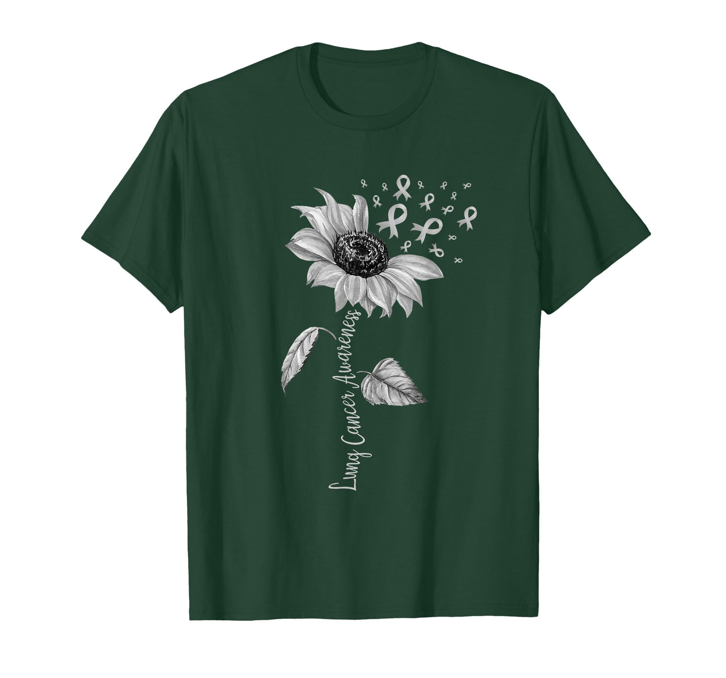 Lung Cancer Awareness Sunflower White Ribbon Womens Girls T-Shirt