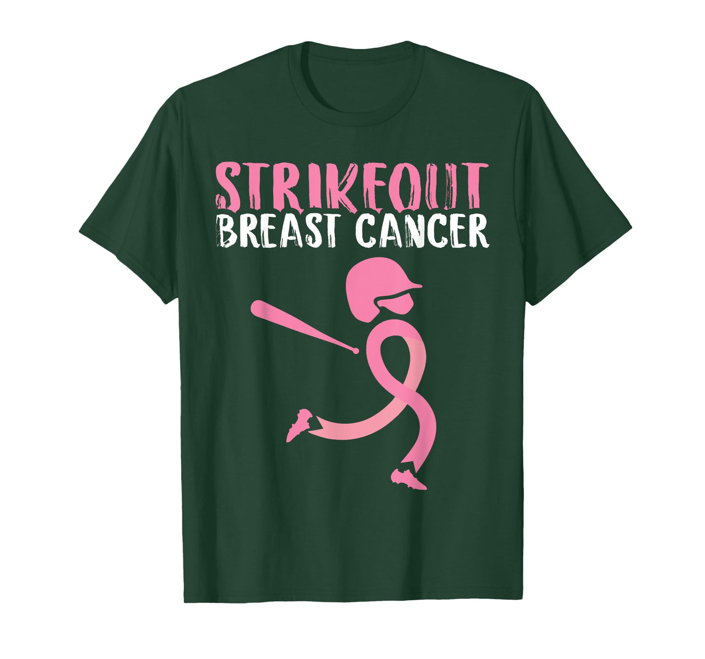 Strike Out Breast Cancer Awareness Pink Ribbon Baseball Girl T-Shirt
