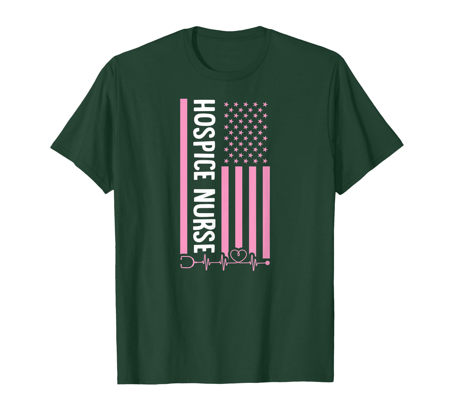 Patriotic Hospice Nurse USA American Flag Heart Pulse T-Shirt