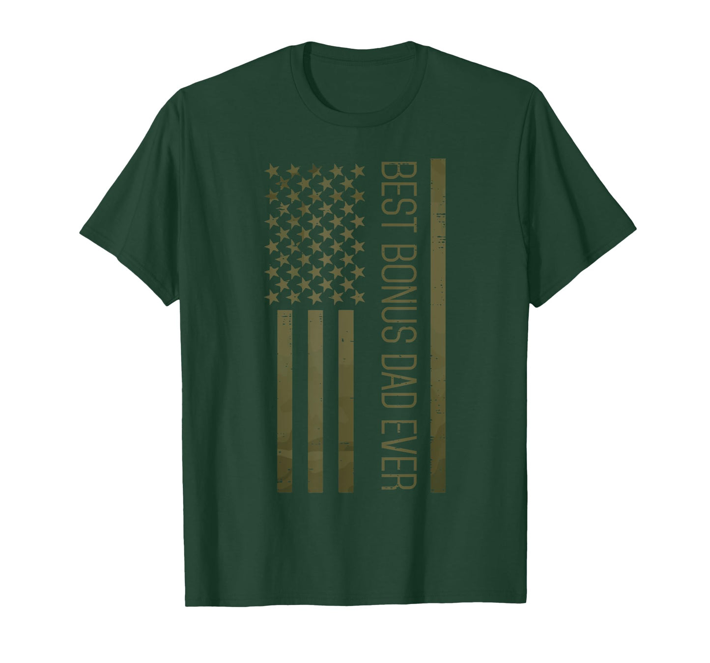 Fathers Day Best Bonus Dad Ever America Flag Stepdad Patriot T-Shirt