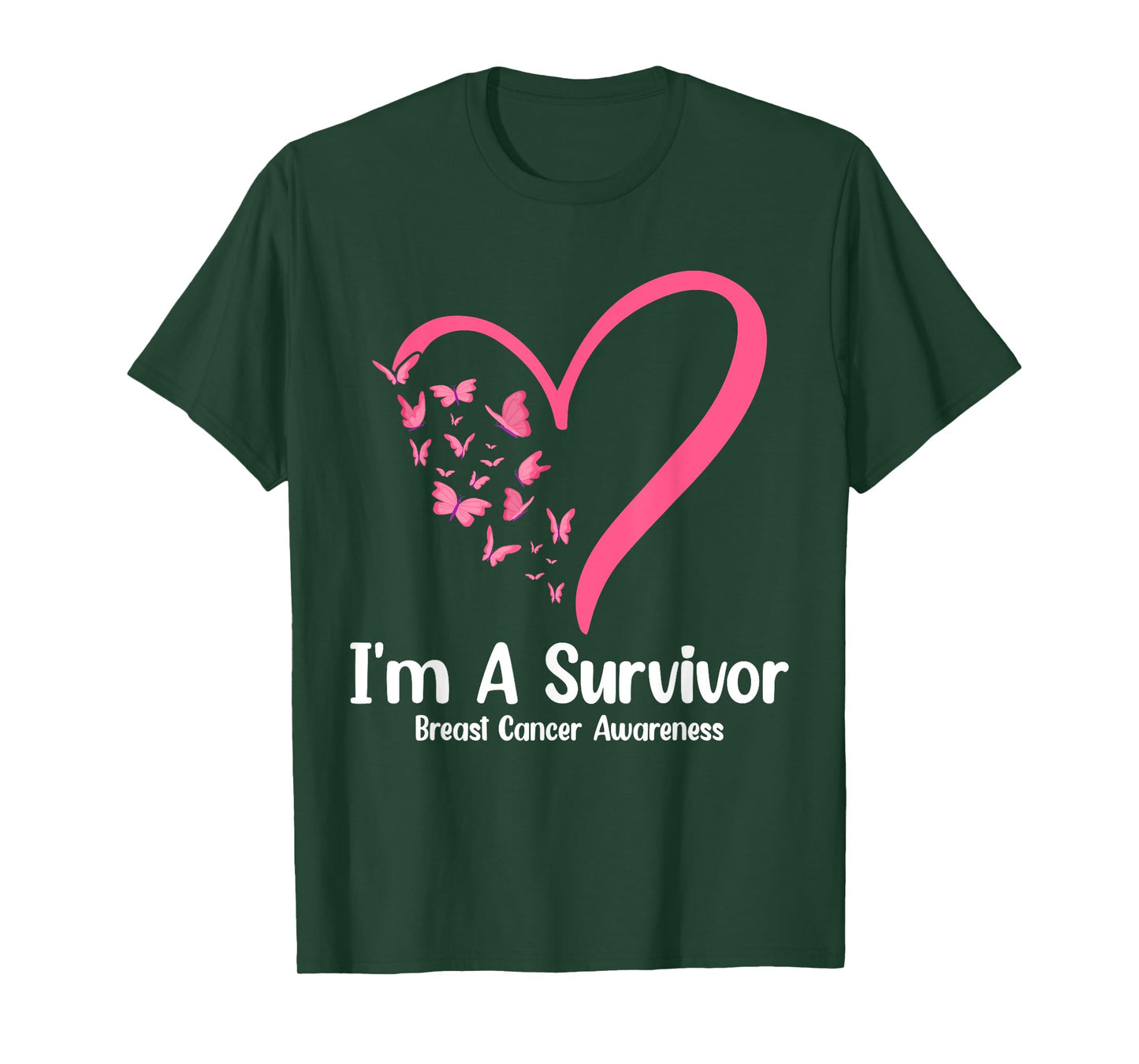 Pink Butterfly Heart I'm a Survivor Breast Cancer Awareness T-Shirt