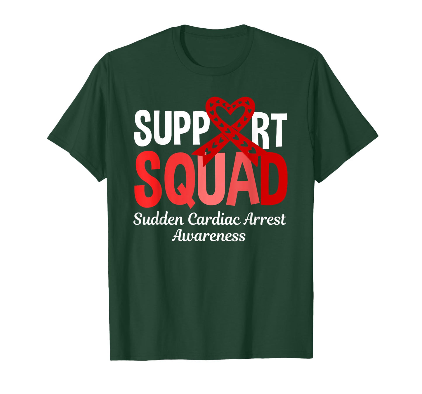 Support Squad Sudden Cardiac Arrest Awareness Red Ribbon T-Shirt