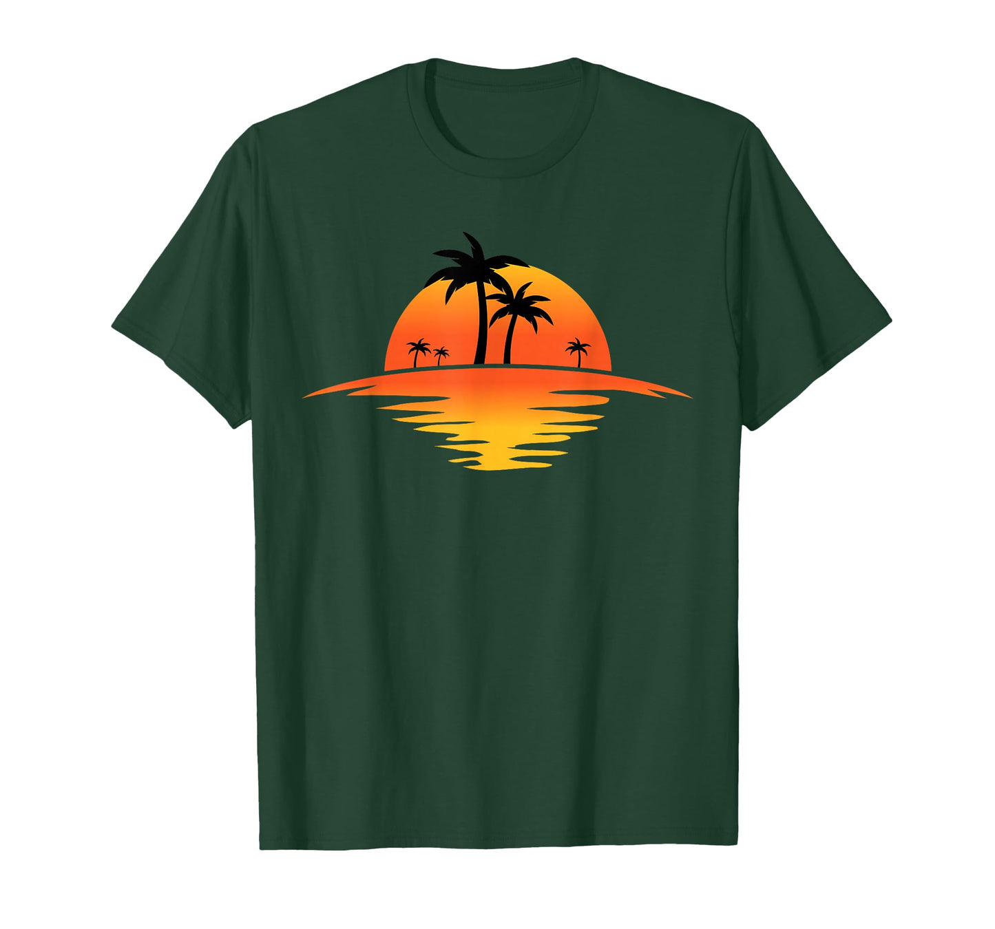 Sunset Beach Silhouette Tropical Palm Tree Sunny Lover Gift T-Shirt