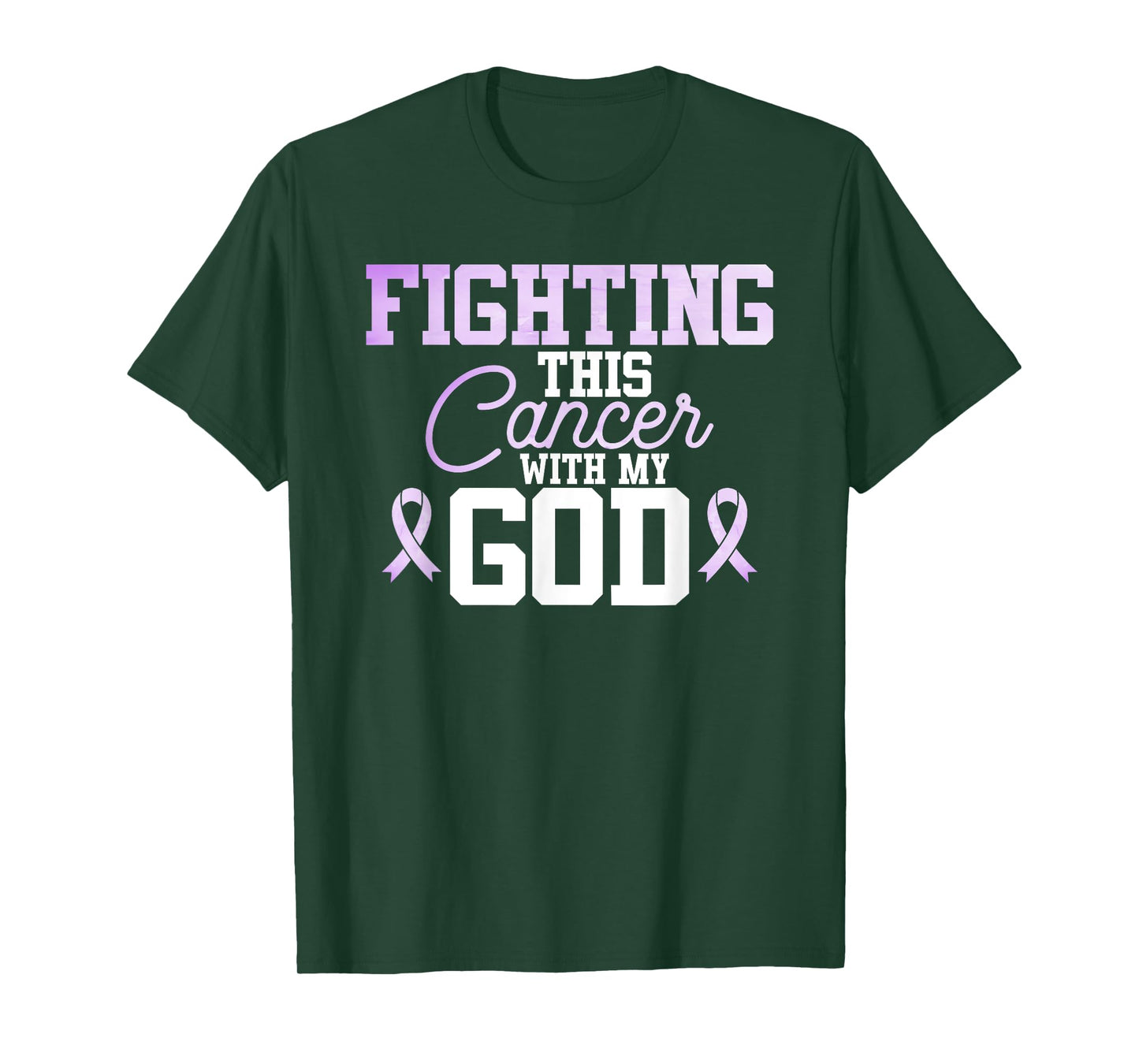 Christian Fighting Cancer Awareness Quote Purple Ribbon T-Shirt
