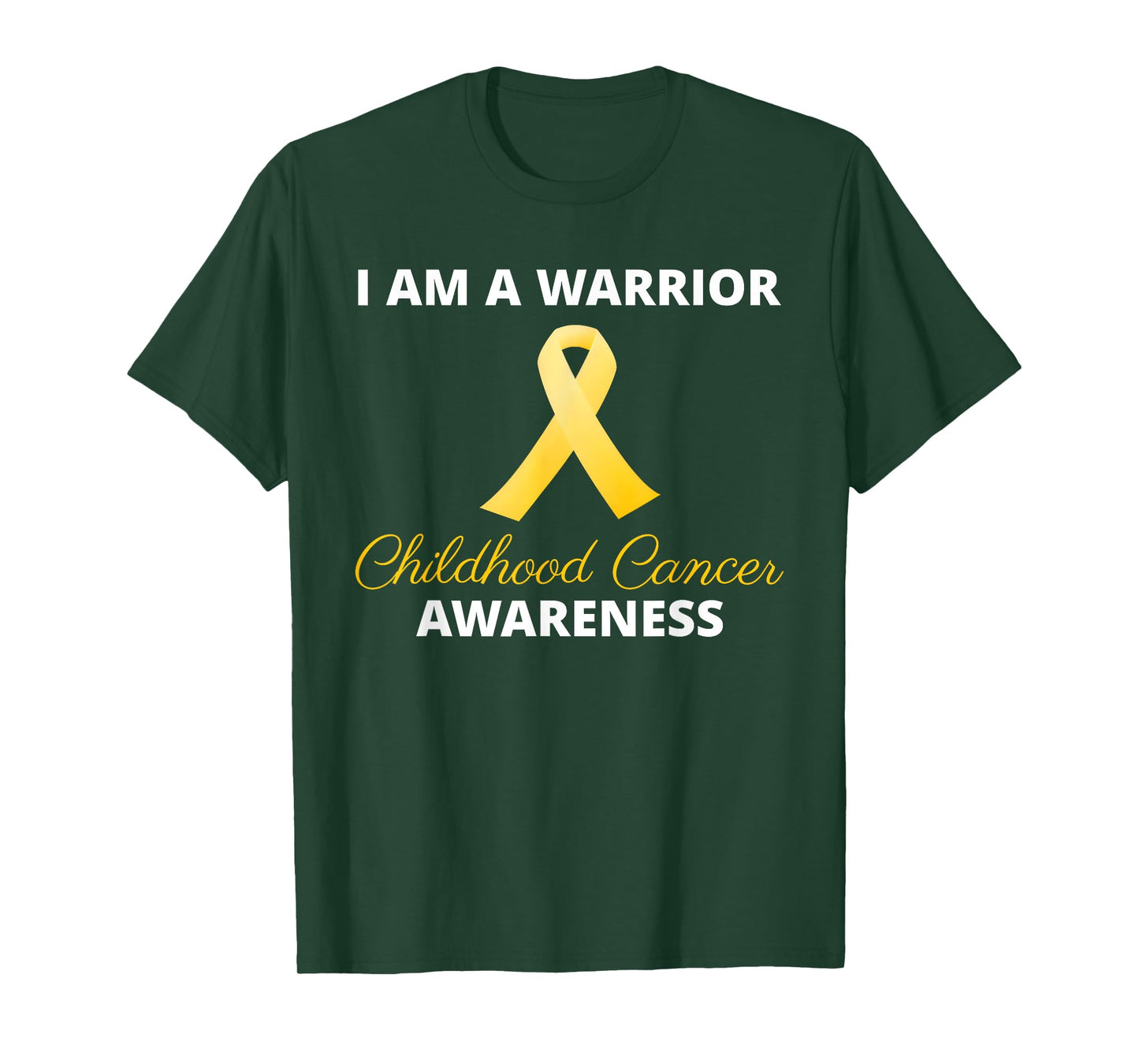 I Am A Warrior Childhood Cancer Awareness Gold Ribbon Kids T-Shirt