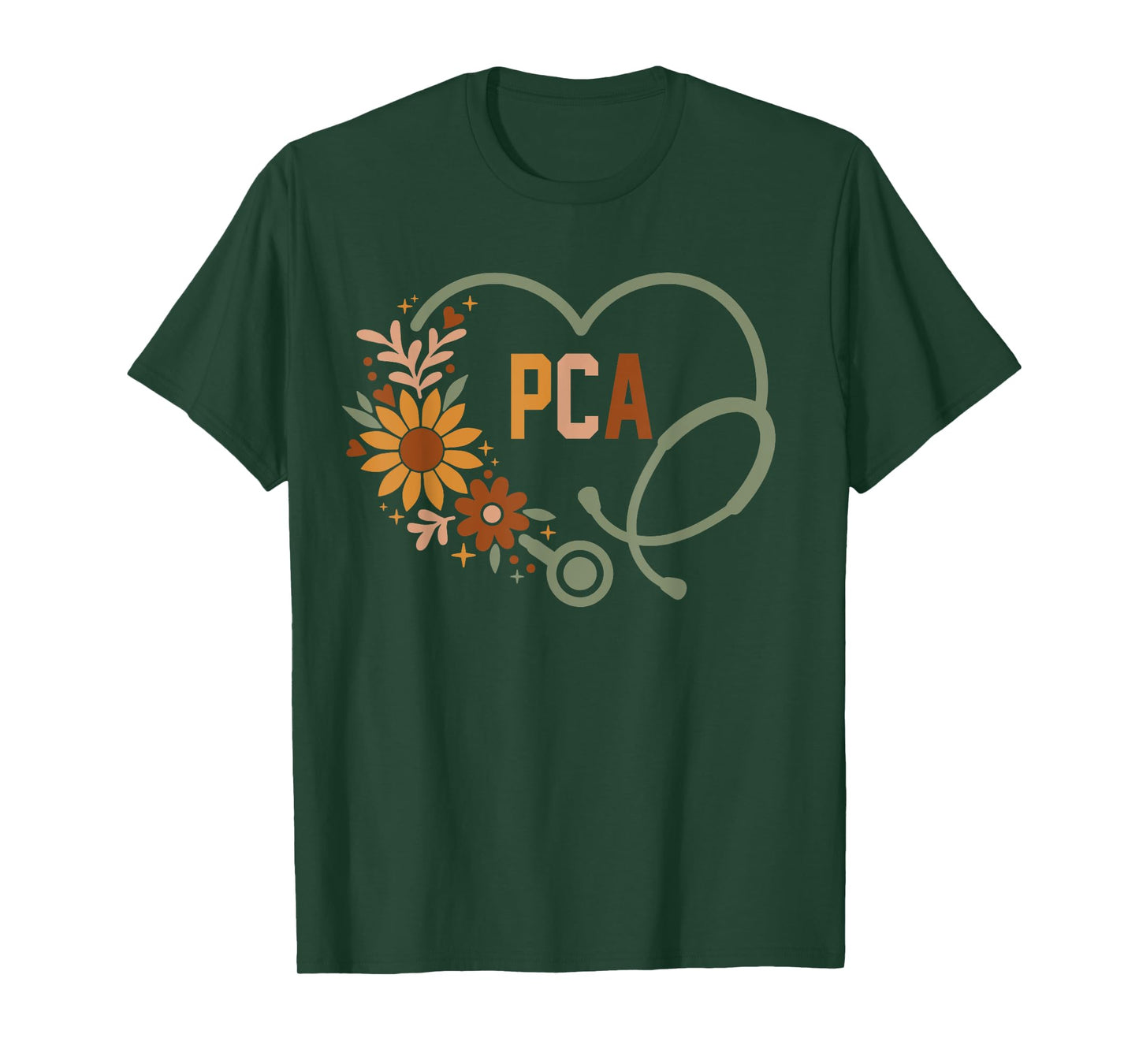 Floral Stethoscope Heart Nursing PCA Patient Care Assistant T-Shirt