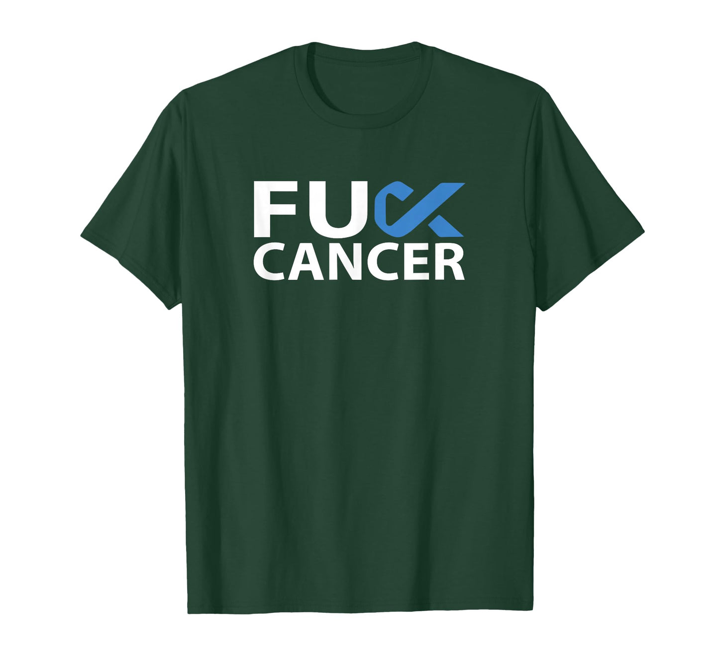 Fuck Stomach Cancer F U FU Blue Ribbon Cancer Awareness T-Shirt
