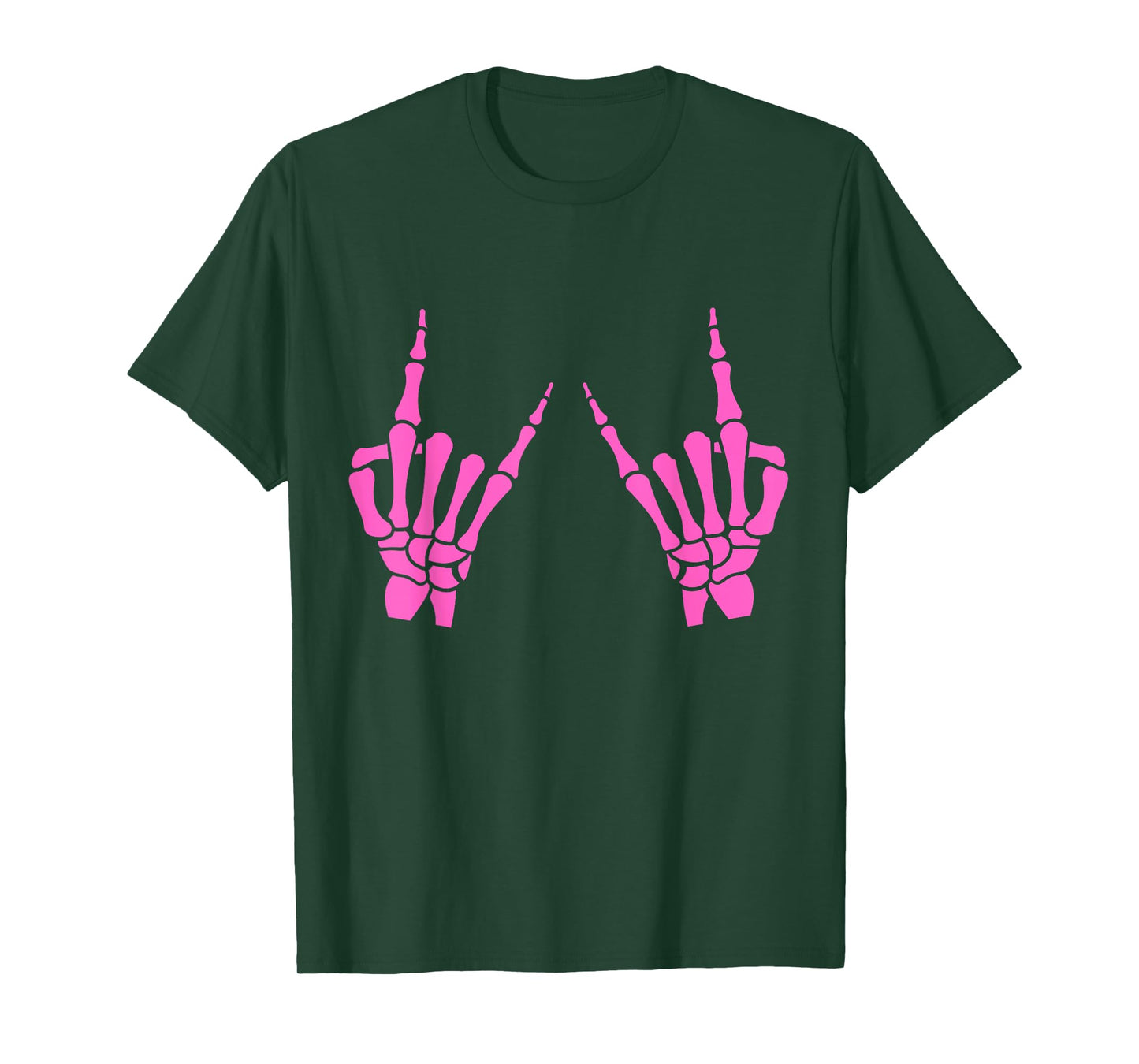 Skeleton Hand Horns Rock On Heavy Metal Women Back the Pink T-Shirt