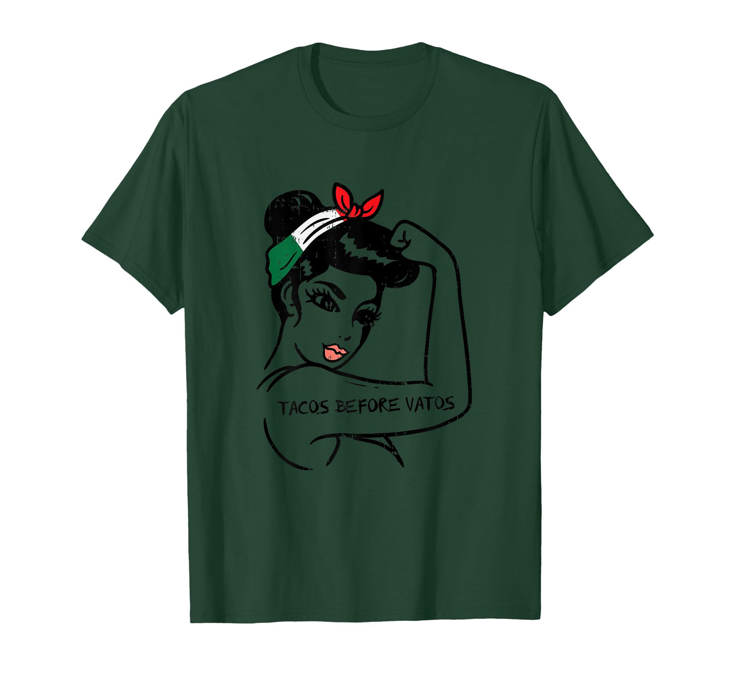 Mexican Rosie Strong Woman Tacos Before Vatos Cinco De Mayo T-Shirt
