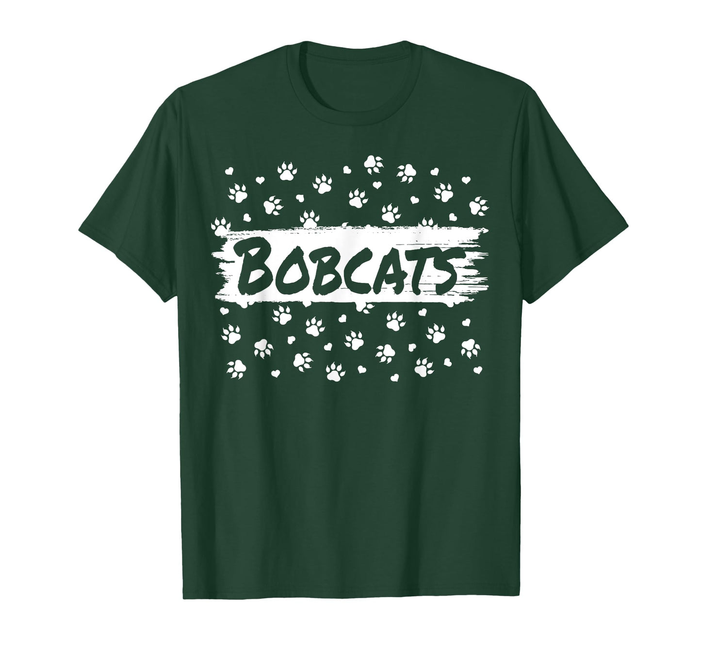 Bobcats Mascot School Spirit Men Women Leopard Footprint T-Shirt