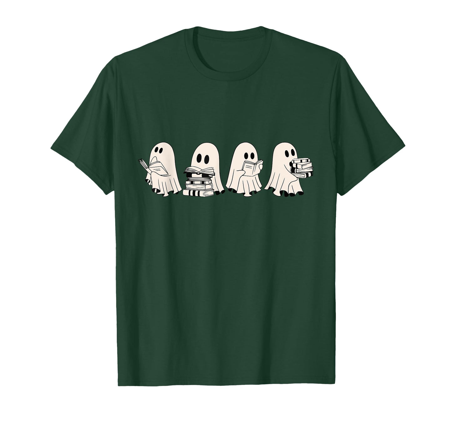 Funny Ghost Book Reading Halloween Books Lover Teacher Kids T-Shirt