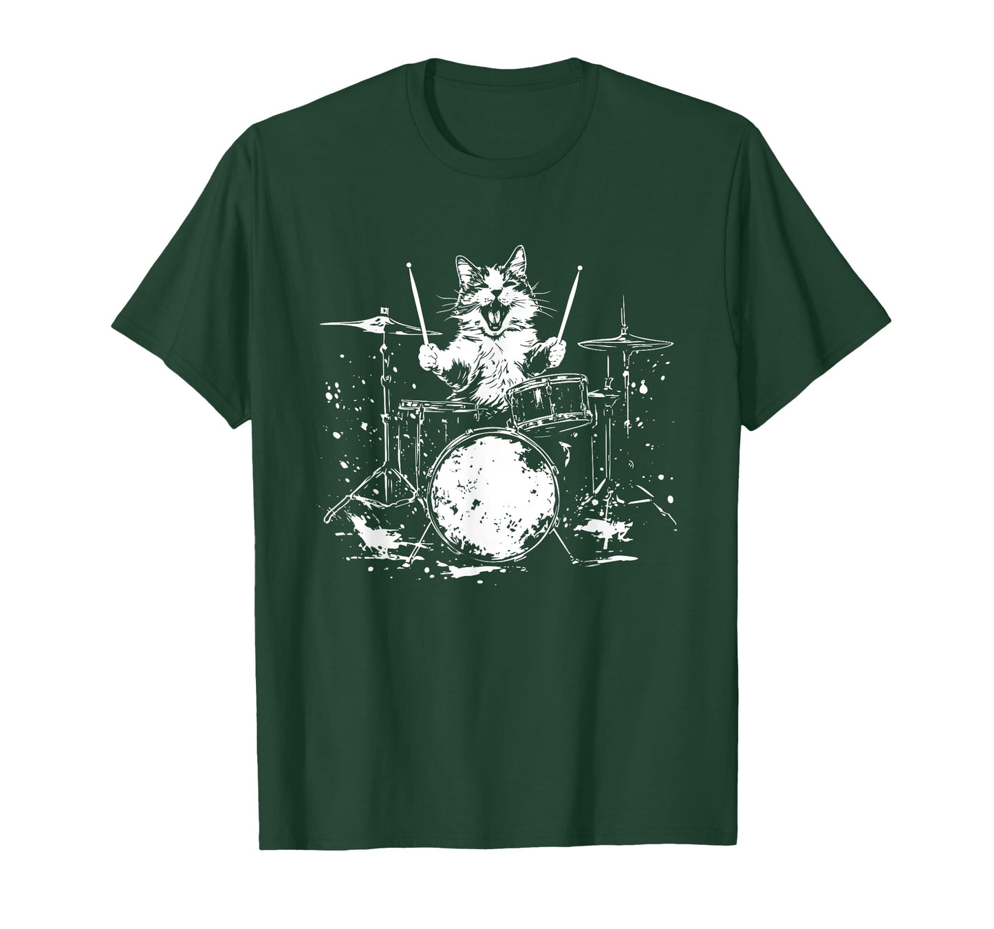 Funny Cat Drummer Drums Drumming Music Lover T-Shirt