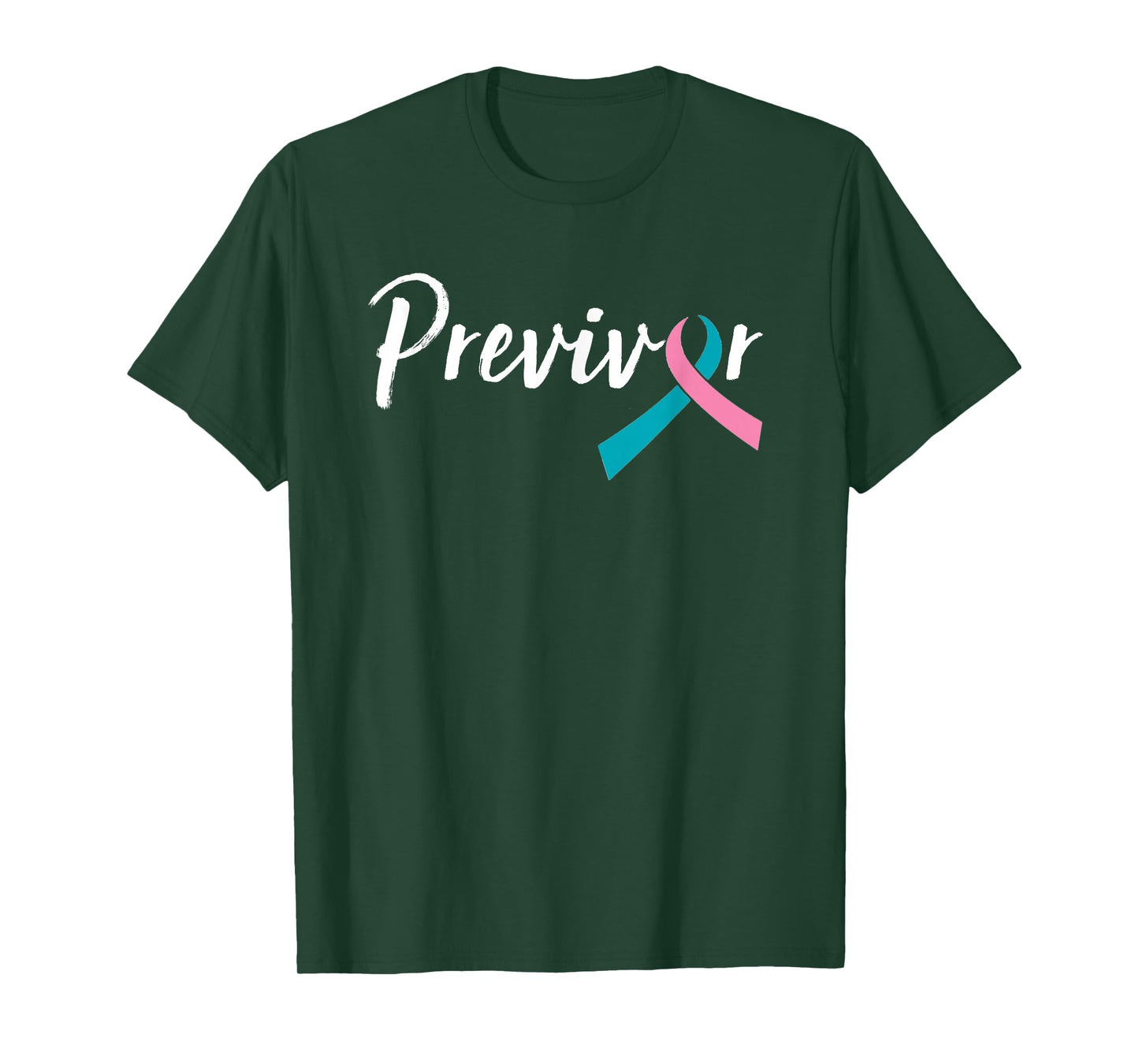 Script Previvor With Pink & Teal Ribbon T-Shirt