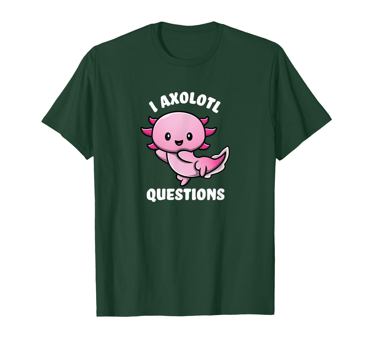 Funny Gifts I Ask A Lot Of Questions Axolotl T-Shirt - Unisex-Adults, Unisex-Kids, Black, Short Sleeve, Small