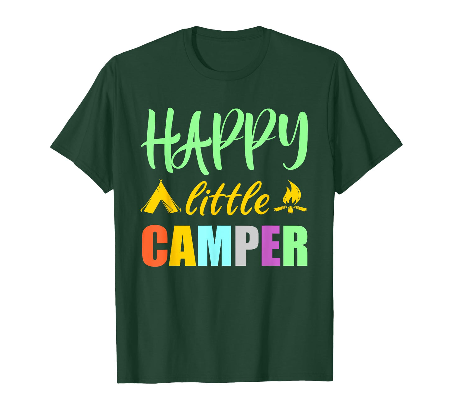 Happy Little Camper Tent Campfire for Camping Kids T-Shirt