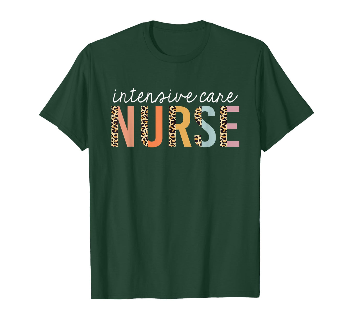 Intensive Care Nurse Leopard Print ICU Nursing School Women T-Shirt