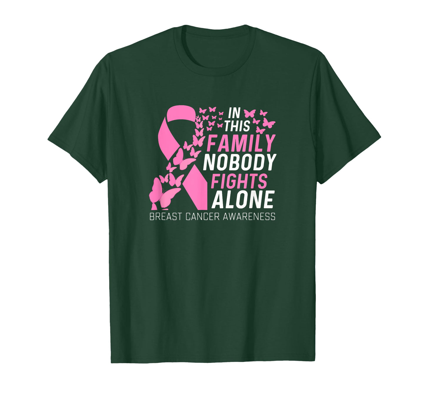 In this family No fighting alone Breast Cancer Awareness T-Shirt for Men Women Girls Kids