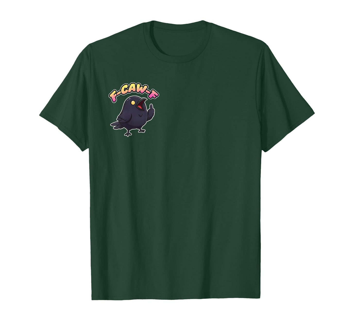 F CAW F Raven Crow Adult Hangout Humor Party Middle Finger T-Shirt