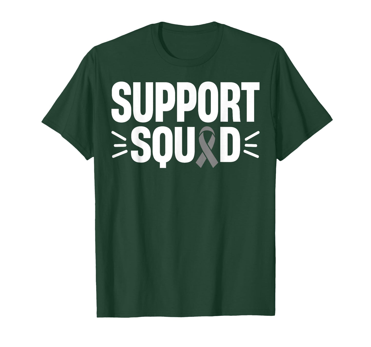 Support Squad Gray Ribbon Warrior Brain Cancer Awareness T-Shirt