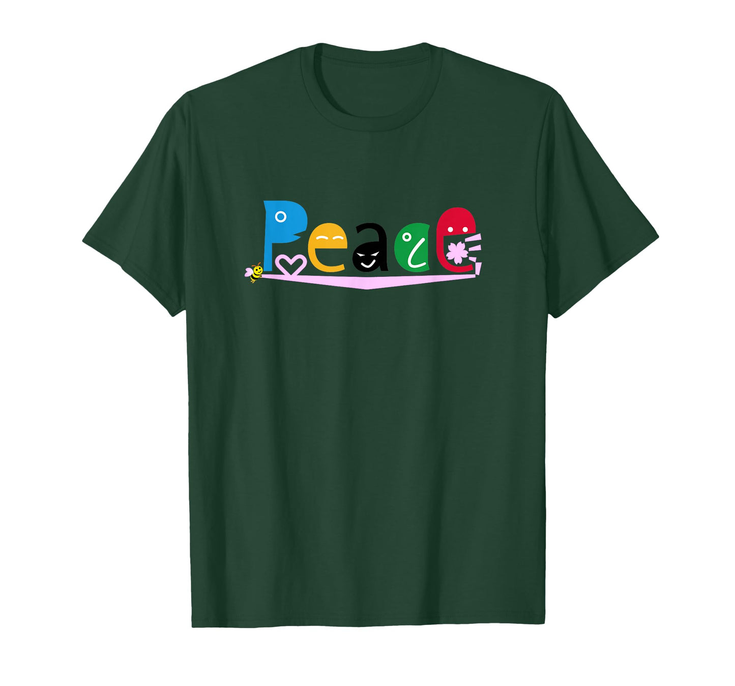 Ren-World 28 People's Dreams Diversity in All People Peaceful World Each Color Heart Cherry Blossom Honey bee Coexist with Nature T-Shirt