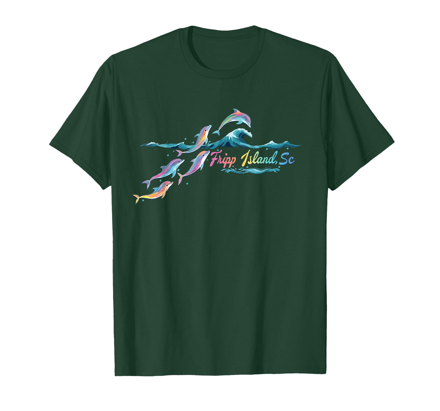 Fripp Island South Carolina Colorful Dolphin Lover Beach T-Shirt