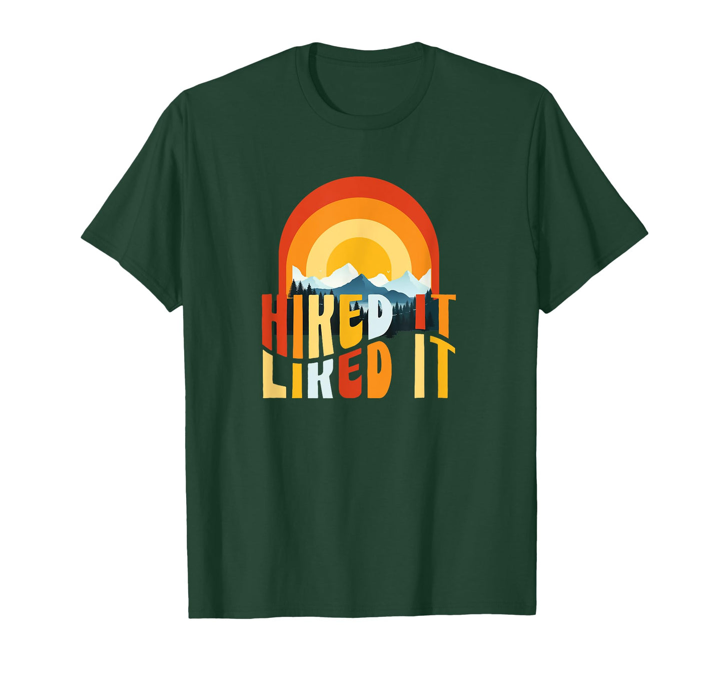Retro Groovy Wavy Hiked It Liked It 70s Style Mountains Sun T-Shirt