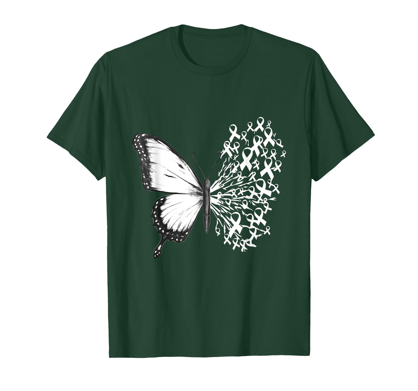 Butterfly white Ribbon Lung Cancer Awareness T-Shirt