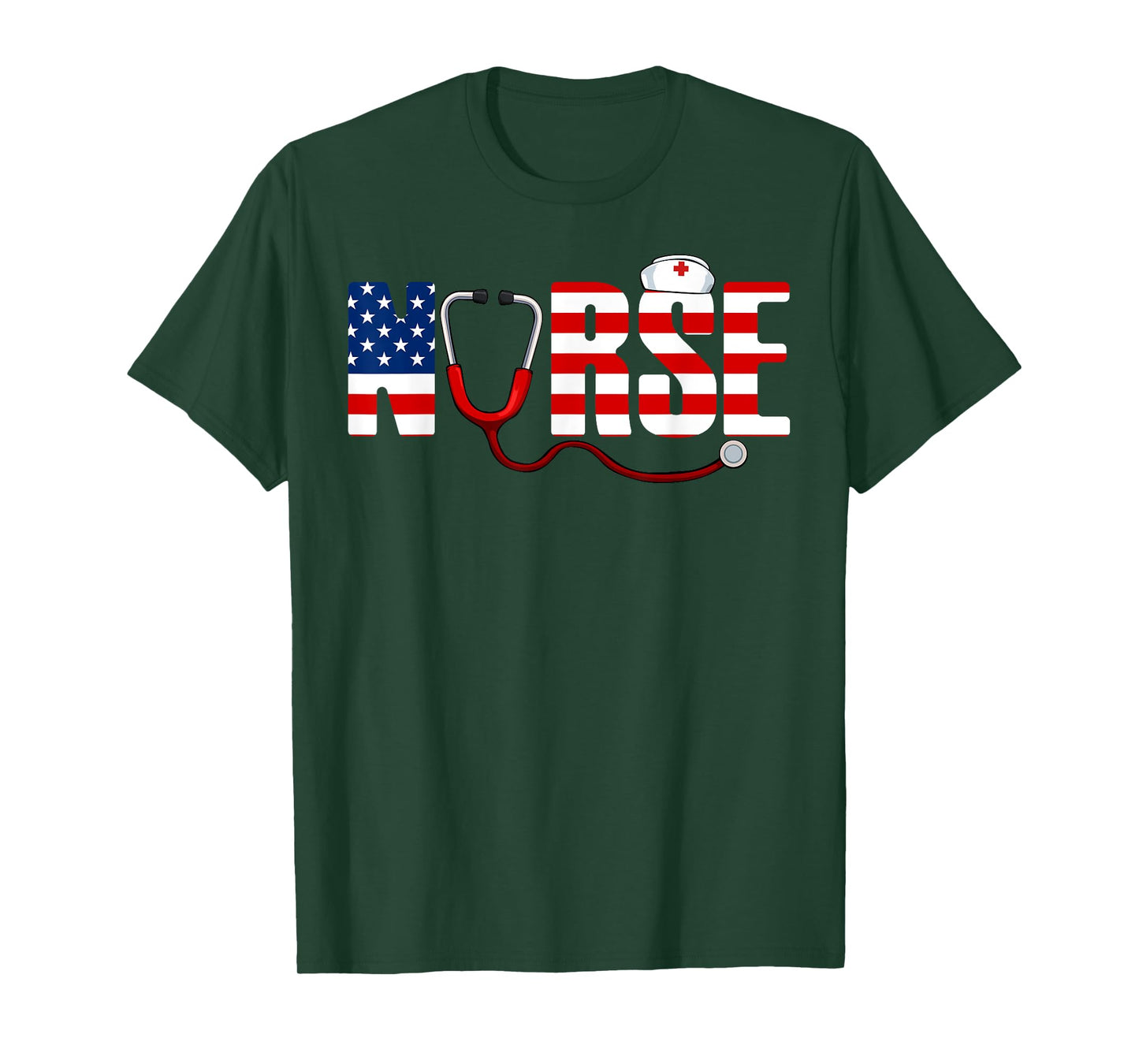 Nurse 4th Of July Cool Stethoscope Patriotic American Flag T-Shirt for Women Kids Men