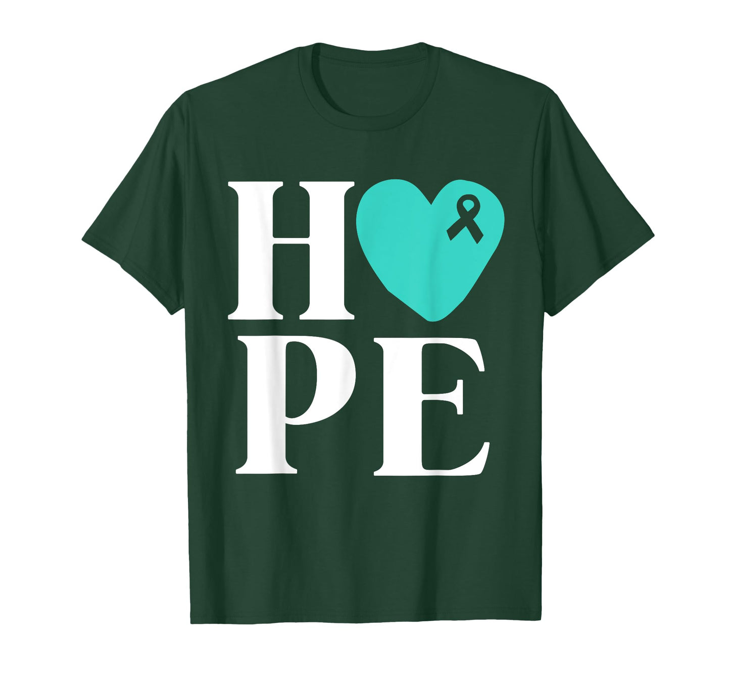 Ovarian Cancer Awareness Shirts Teal Ribbon Shirt Hope T-Shirt