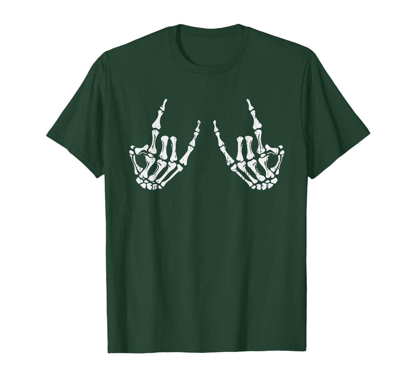 Retro Rocker Hand Sign Rock Skeleton Halloween Mens Womens T-Shirt