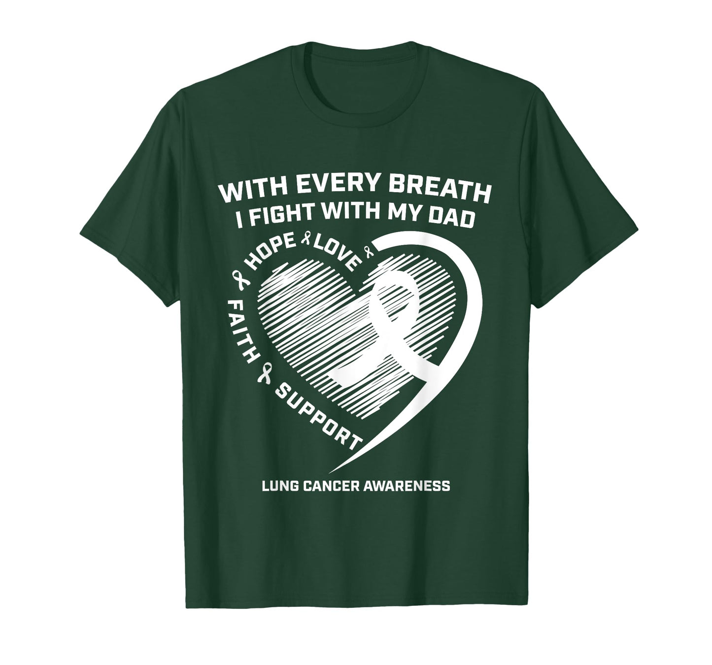 Dad Lung Cancer Awareness Gifts White Ribbon Lung Cancer Dad T-Shirt