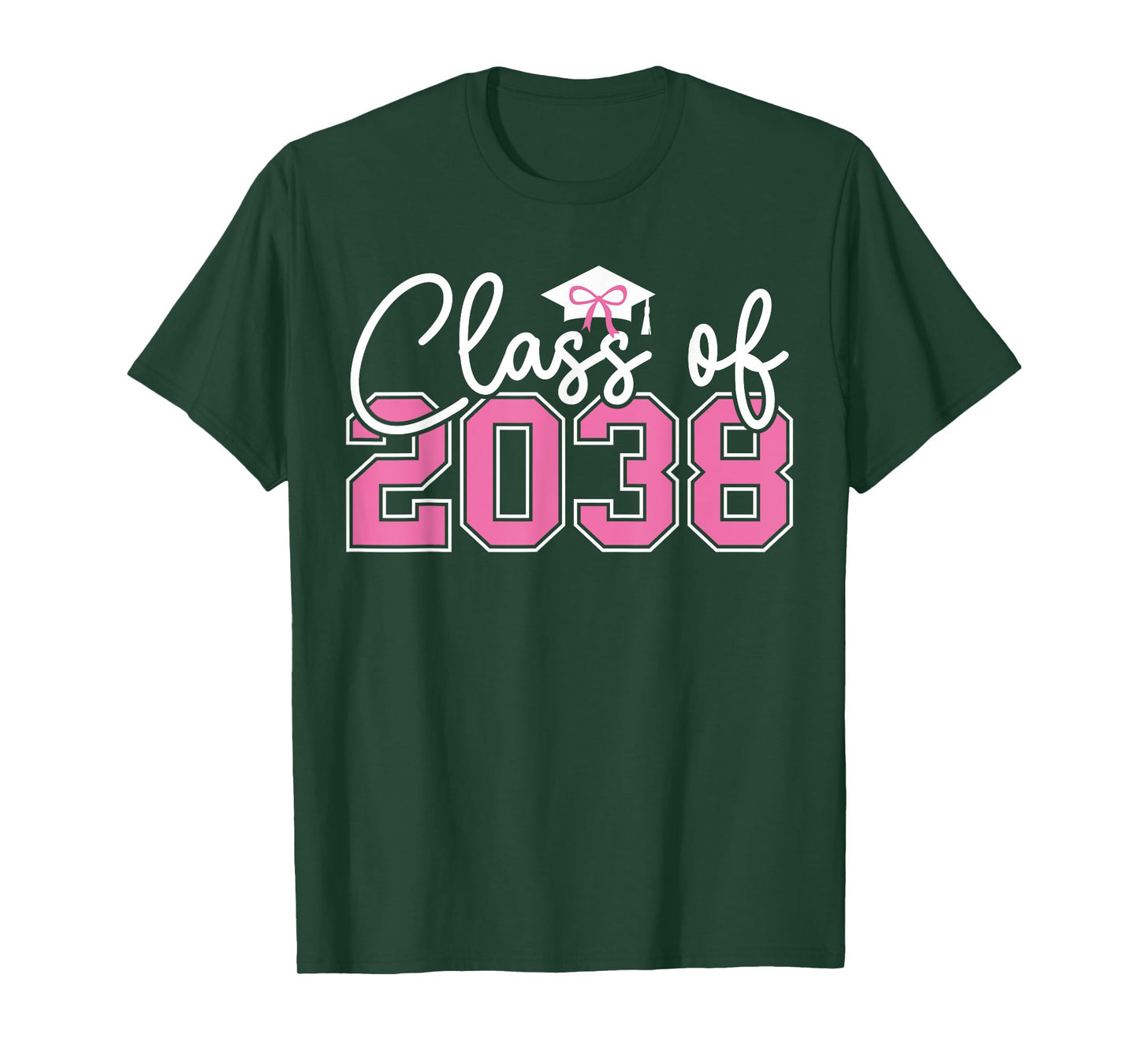 Class of 2038 Grow With Me Kindergarten Pink Coquette Bow T-Shirt