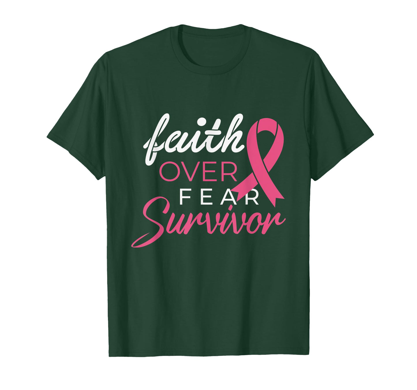 Faith Over Fear Fighter Breast Cancer Awareness Survivor T-Shirt