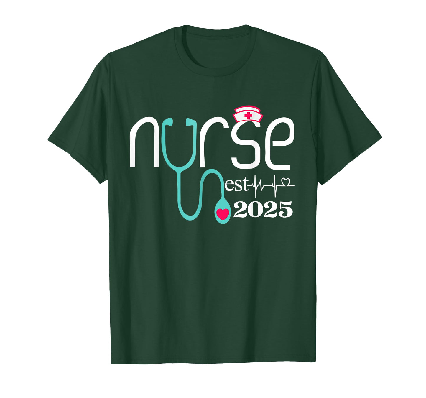 Nurse Est 2025 RN Nursing School Graduation Graduate Heart T-Shirt