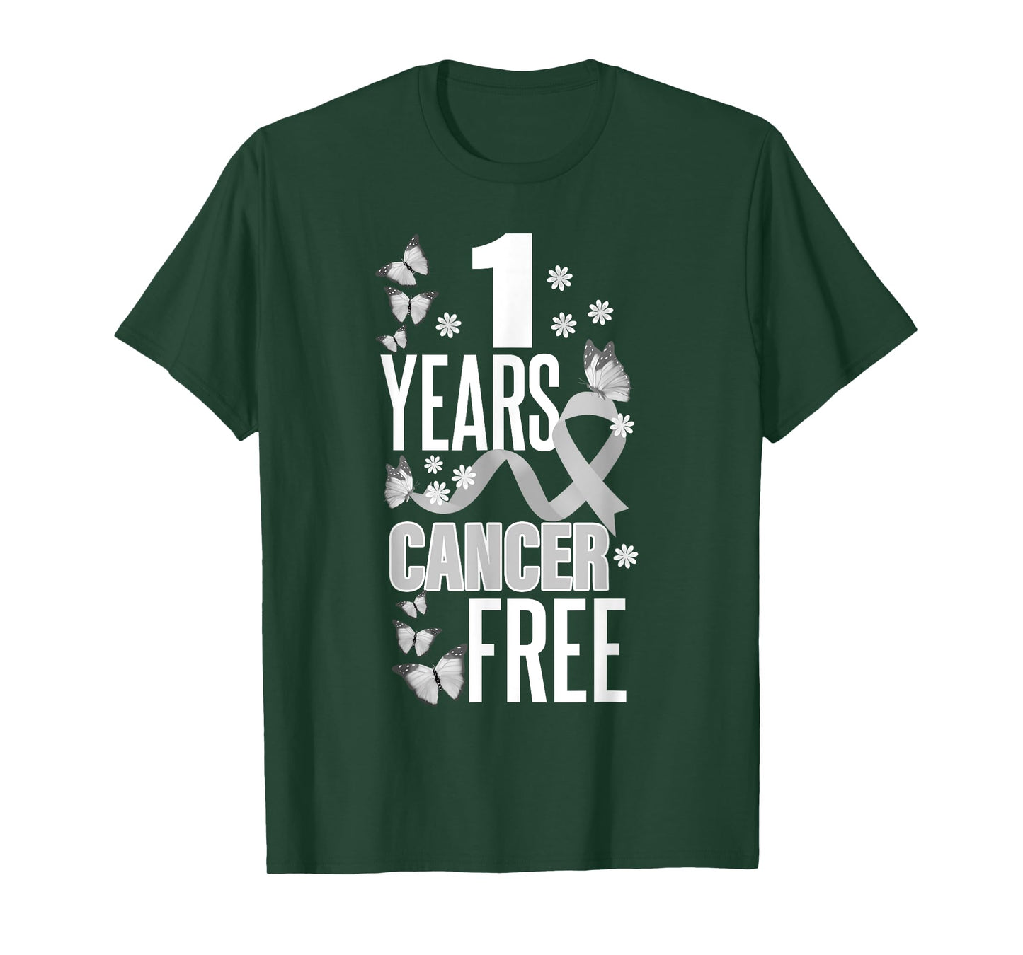 1 Year Cancer Free For Lungs Cancer Awareness T-Shirt