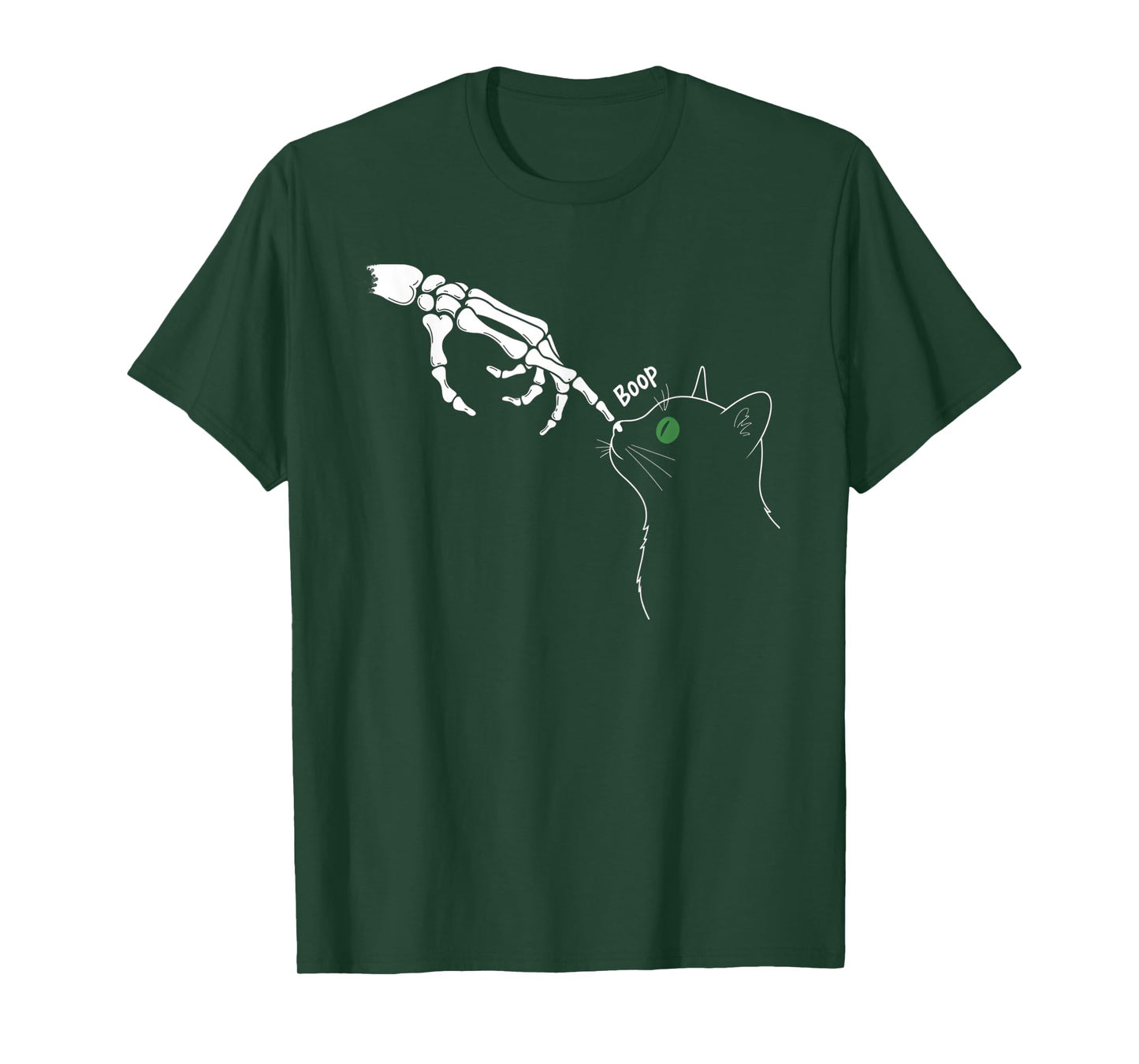 Skeleton Hand Boop On A Cat's Nose Funny Halloween Graphic T-Shirt