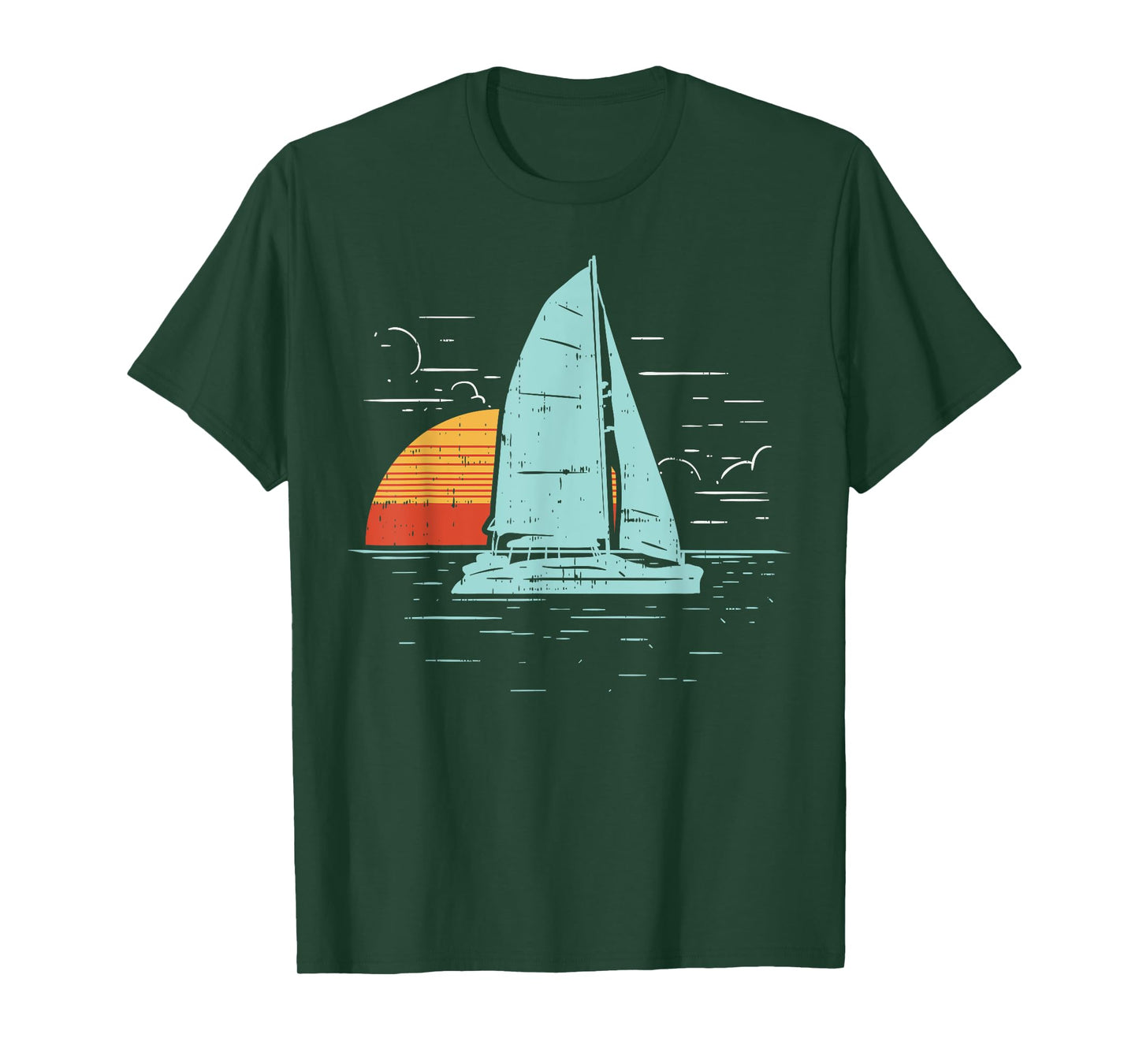 Sailboat Sunset Retro Boating Vacation Boat Sailor Gift T-Shirt